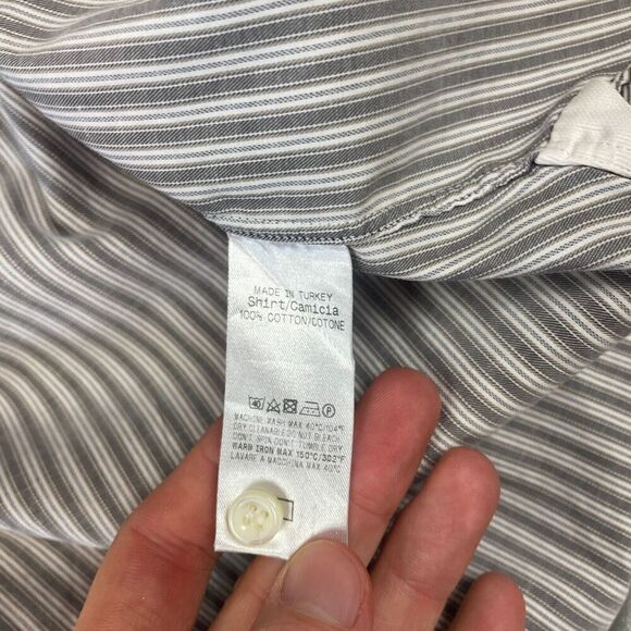 Ermenegildo Zegna Dress Shirt Mens 42 16.5 Striped Button Down Long Sleeve Logo - Picture 9 of 13
